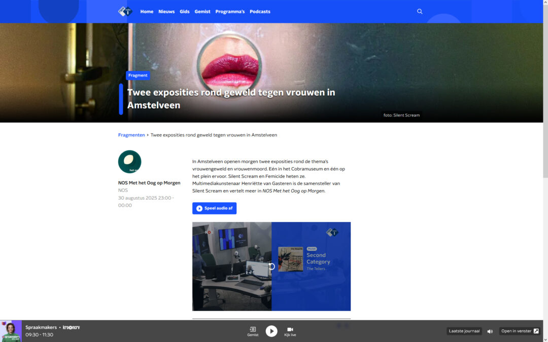 NOS Met het oog op morgen: Twee exposities rond geweld tegen vrouwen in Amstelveen