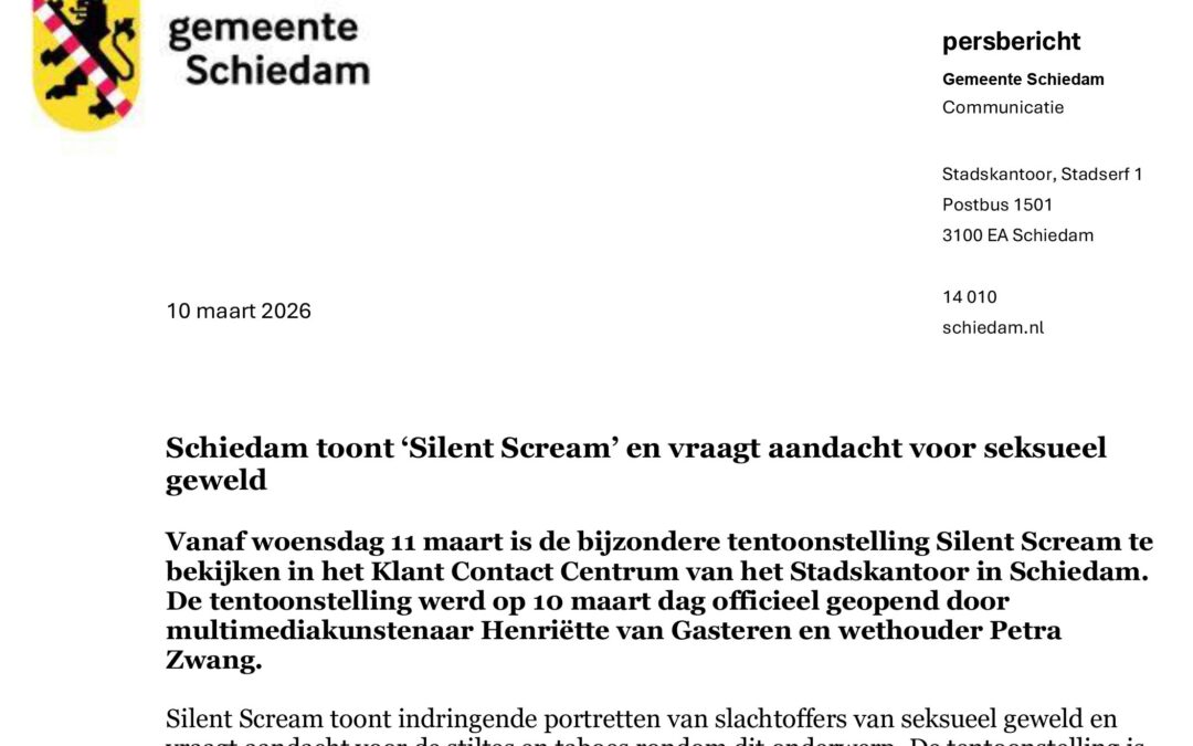 Schiedam toont ‘Silent Scream’ en vraagt aandacht voor seksueel geweld